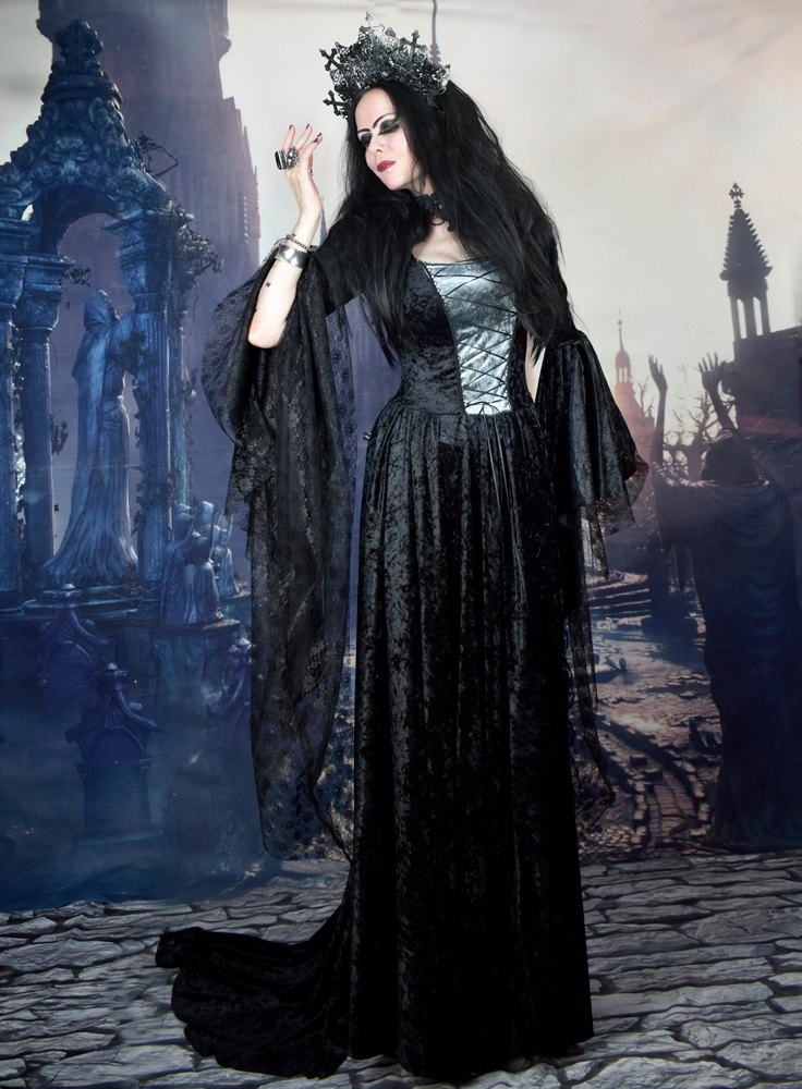 Elbereth Gown - crushed velvet medieval renaissance dress by Moonmaiden Gothic Clothing