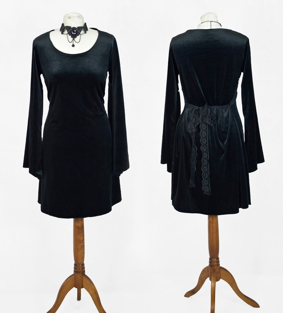 Moonshadow Bethian Minidress - steamed velvet goth tunic mini dress by Moonmaiden Gothic Clothing