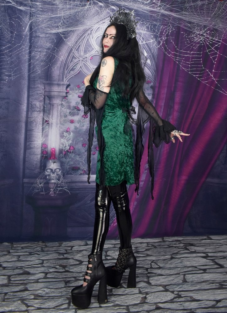 Bethian Sleeveless Minidress - crushed velvet mini dress by Moonmaiden Gothic Clothing