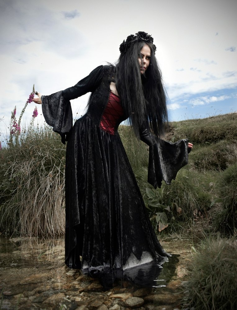 Wings of a Butterfly Dress - crushed velvet medieval witch dress by Moonmaiden Gothic Clothing