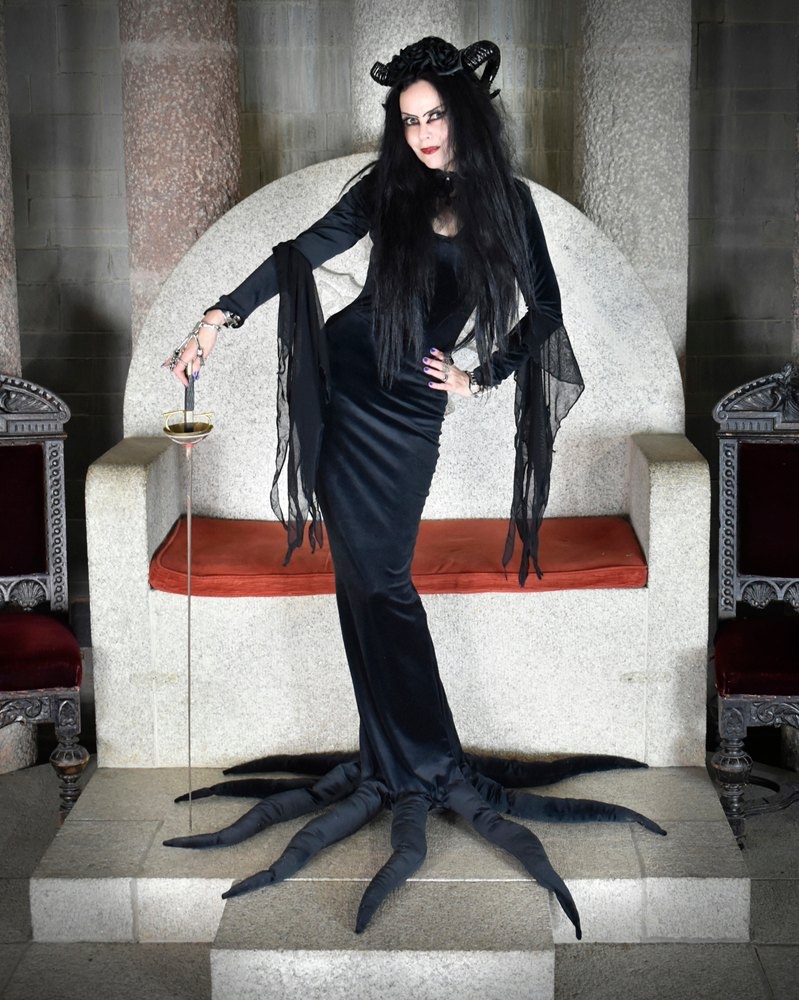 Carolyn Jones Morticia Dress - deluxe Addams Family Cosplay Dress by Moonmaiden Gothic Clothing