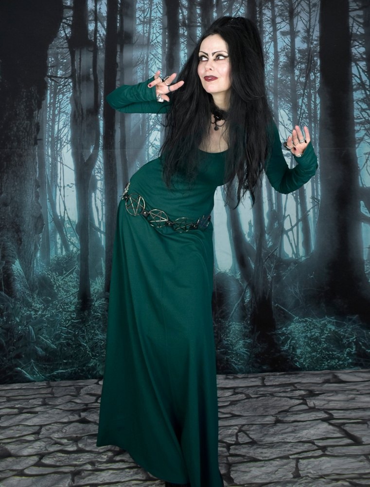 Minerva Witch Dress - cotton lycra long witchy dress by Moonmaiden Gothic Clothing