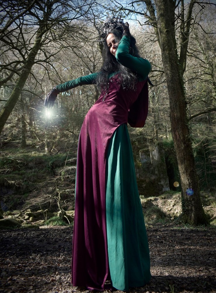 Minerva Witch Dress - cotton lycra long witchy dress by Moonmaiden Gothic Clothing