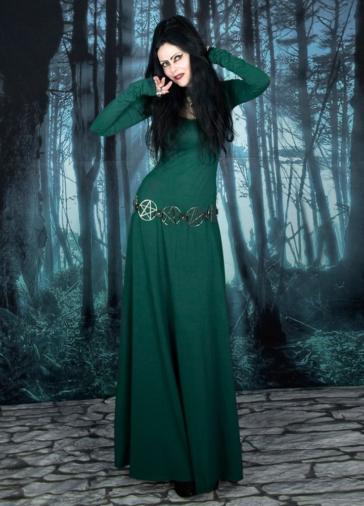 Minerva Witch Dress - cotton lycra long witchy dress by Moonmaiden Gothic Clothing