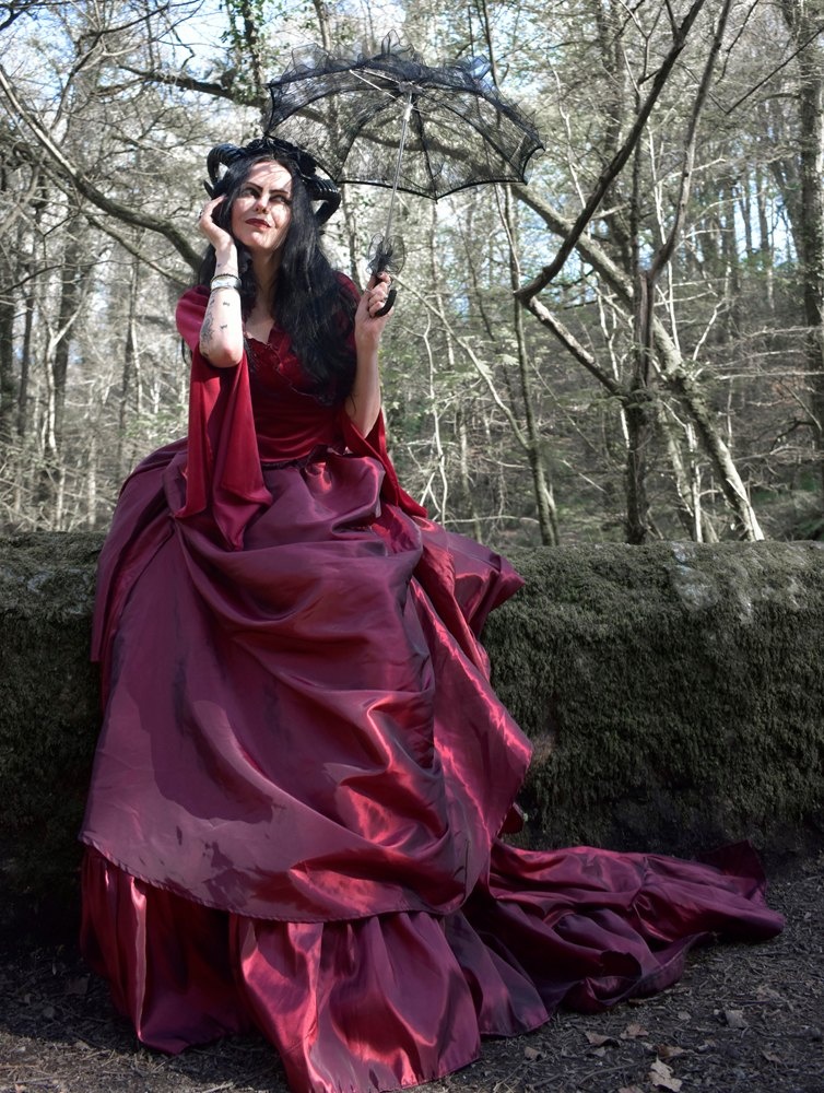 Love Never Dies Skirt - taffeta bustle Mina Harker skirt by Moonmaiden Gothic Clothing