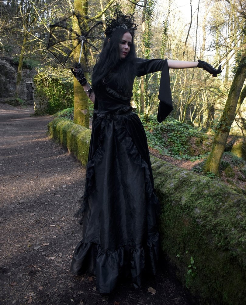 Blackdeath Skirt - steamed velvet, lace and taffeta steampunk goth skirt by Moonmaiden Gothic Clothing