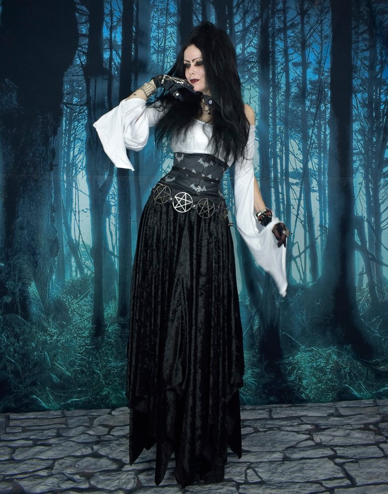 Wings of a Butterfly Skirt - crushed velvet pointy witchy goth skirt by Moonmaiden Gothic Clothing