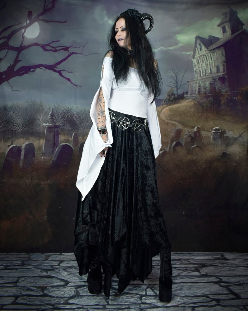 Wings of a Butterfly Top - Cotton Lycra Slit Sleeve Witchy Top by Moonmaiden Gothic Clothing
