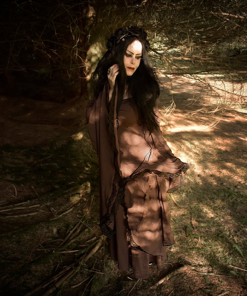 Crymaria Wynter Witch Gown - cotton lycra witchy dress with epic sleeves by Moonmaiden Gothic Clothing