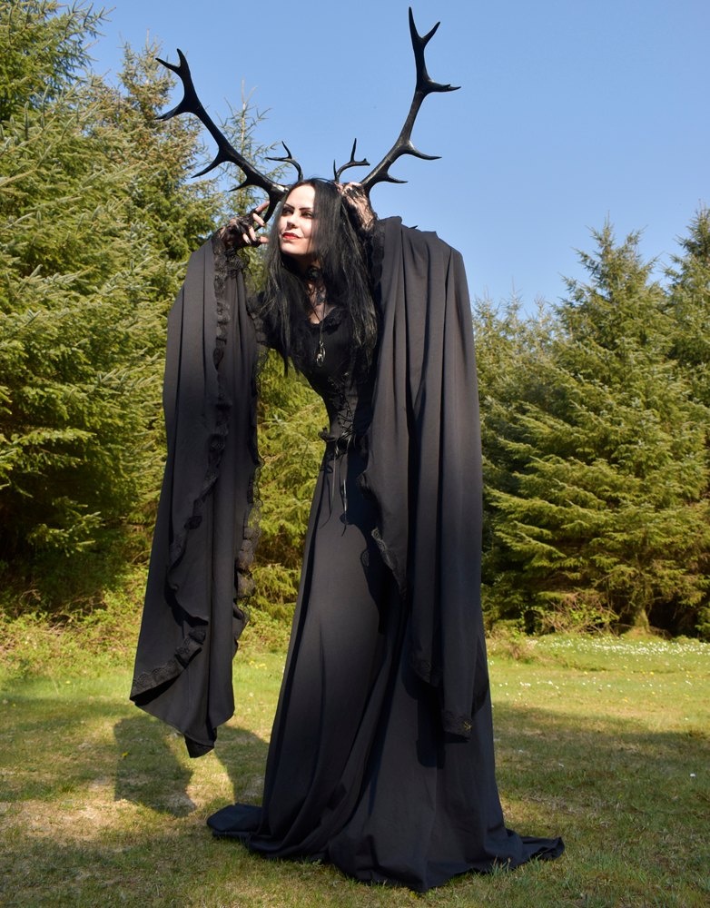 Graveheart Noir Gown - witchy gothic steampunk dress with epic sleeves by Moonmaiden Gothic Clothing