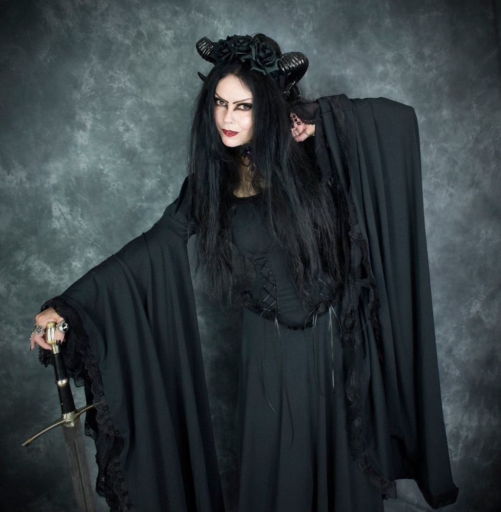Graveheart Noir Gown - witchy gothic steampunk dress with epic sleeves by Moonmaiden Gothic Clothing