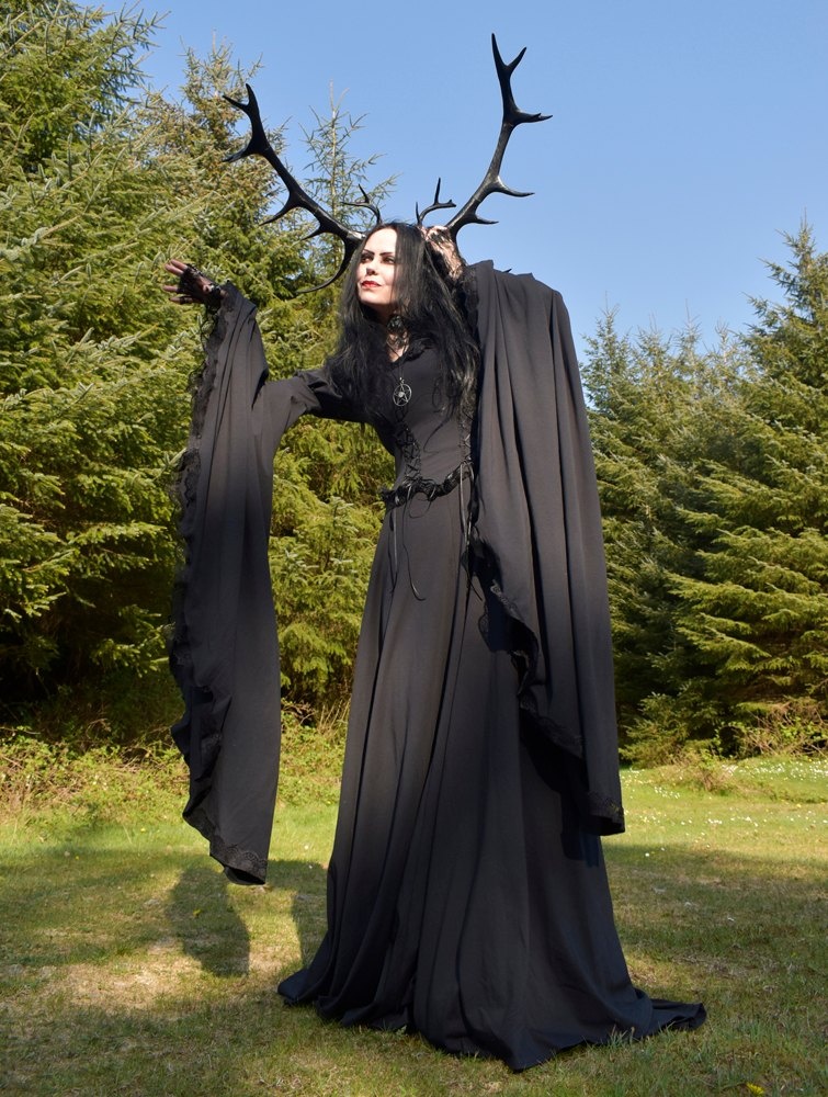 Graveheart Noir Gown - witchy gothic steampunk dress with epic sleeves by Moonmaiden Gothic Clothing