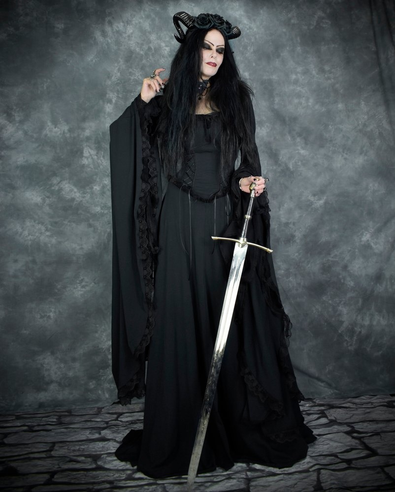 Graveheart Noir Gown - witchy gothic steampunk dress with epic sleeves by Moonmaiden Gothic Clothing