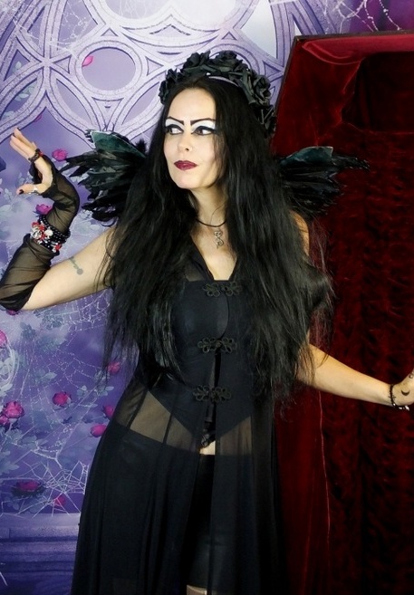 My Beautiful Gothic Pentagram and Roses Stretch Bracelet