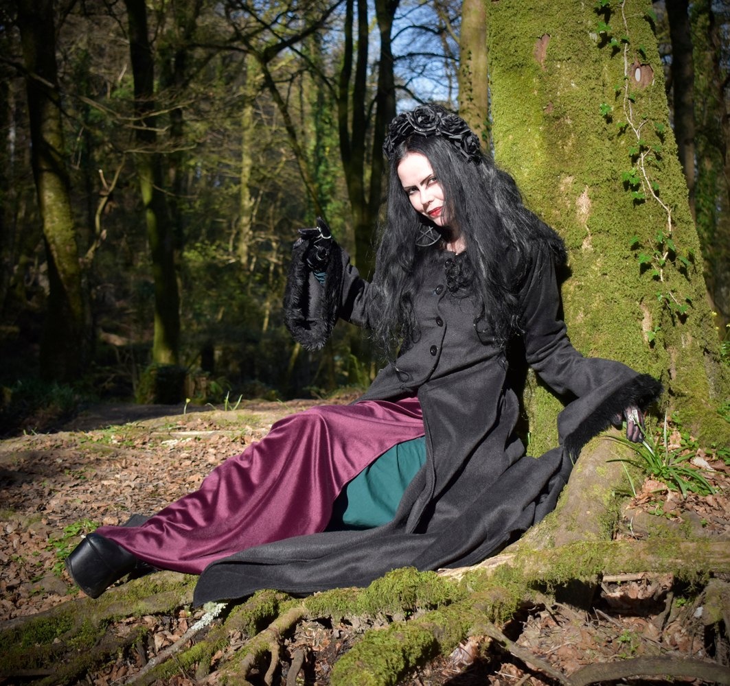 Wolfpergis Coat - Fleece and Faux Fur Steampunk witch goth long coat by Moonmaiden Gothic Clothing