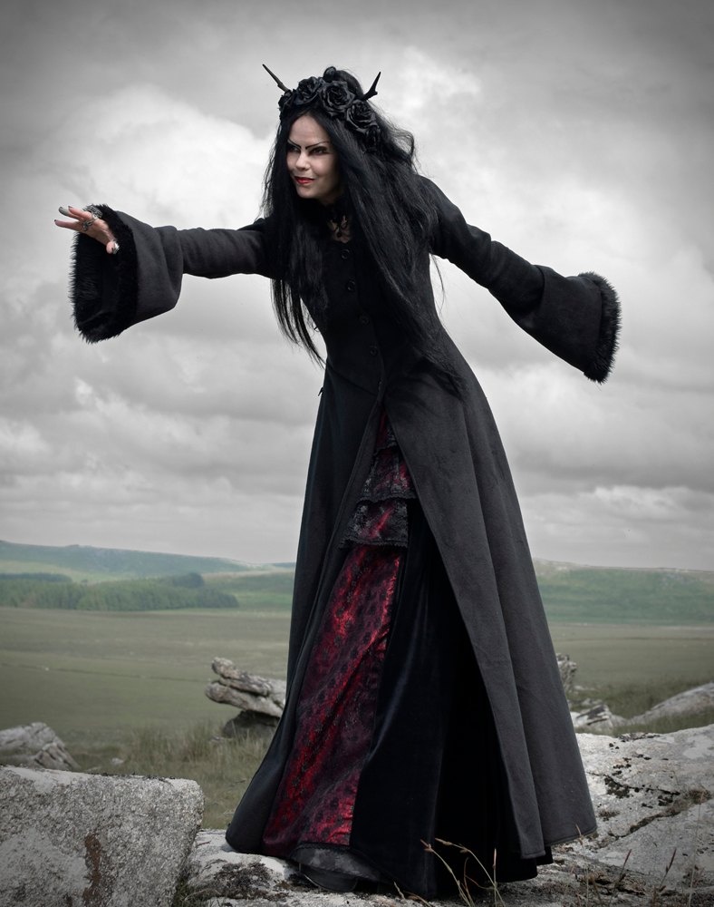 Wolfpergis Coat - Fleece and Faux Fur Steampunk witch goth long coat by Moonmaiden Gothic Clothing