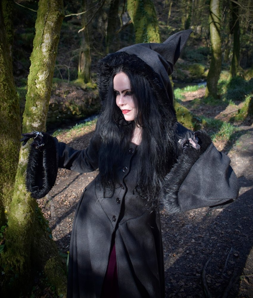 Wolfpergis Coat - Fleece and Faux Fur Steampunk witch goth long coat by Moonmaiden Gothic Clothing