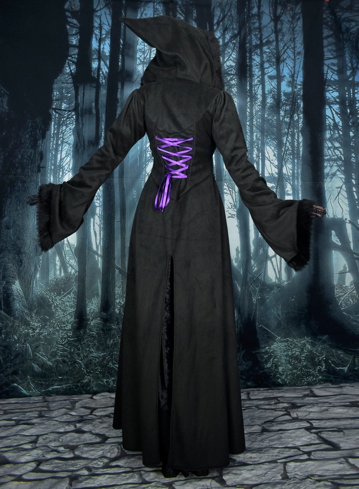 Wolfpergis Coat - Fleece and Faux Fur Steampunk witch goth long coat by Moonmaiden Gothic Clothing