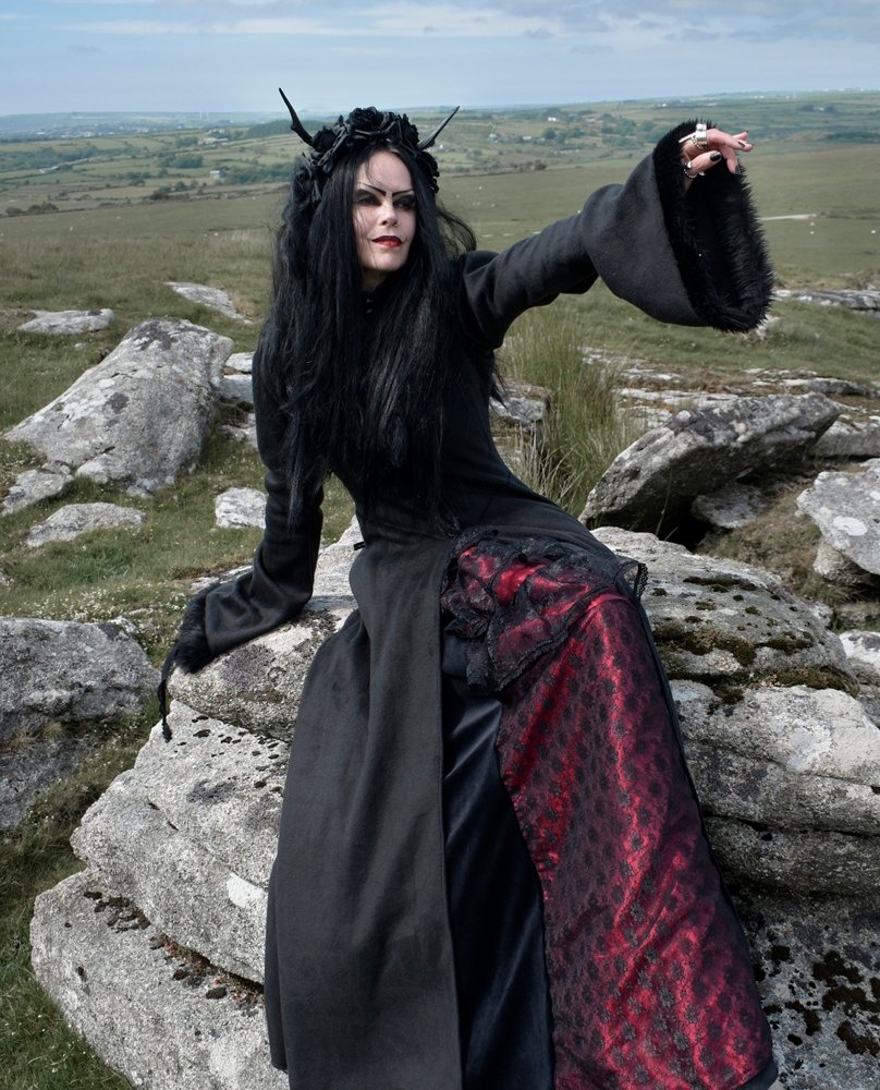 Wolfpergis Coat - Fleece and Faux Fur Steampunk witch goth long coat by Moonmaiden Gothic Clothing