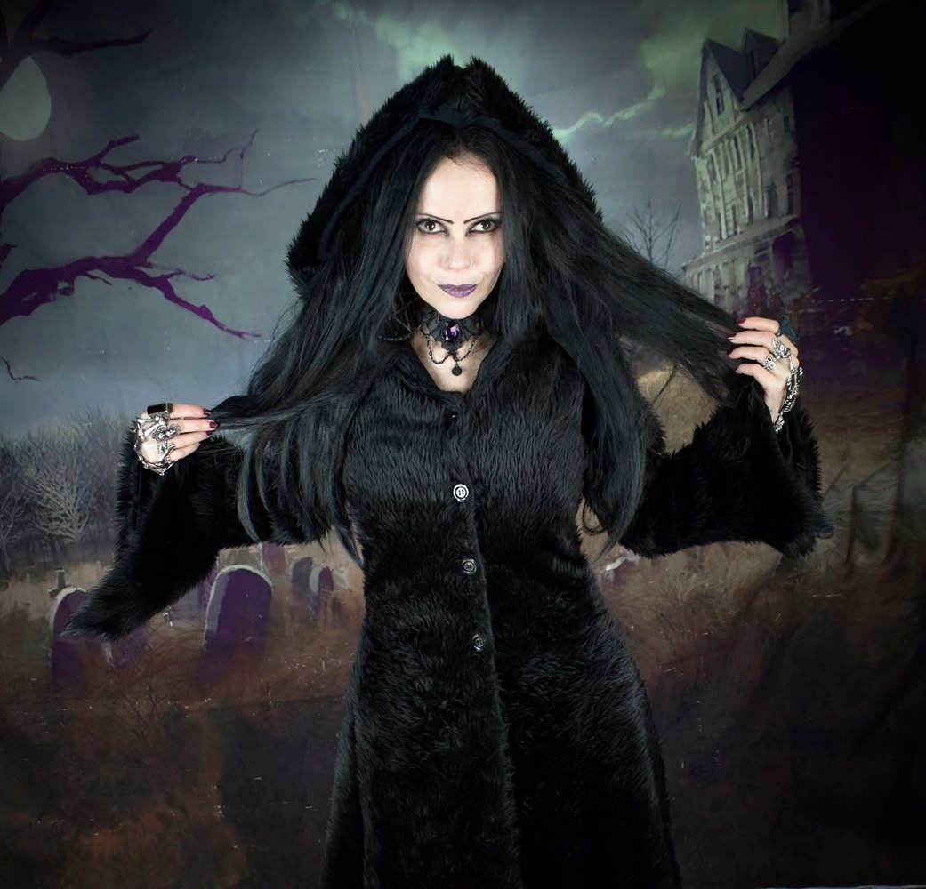 Furrywydan II Coat - faux fur goth witch coat by Moonmaiden Gothic Clothing