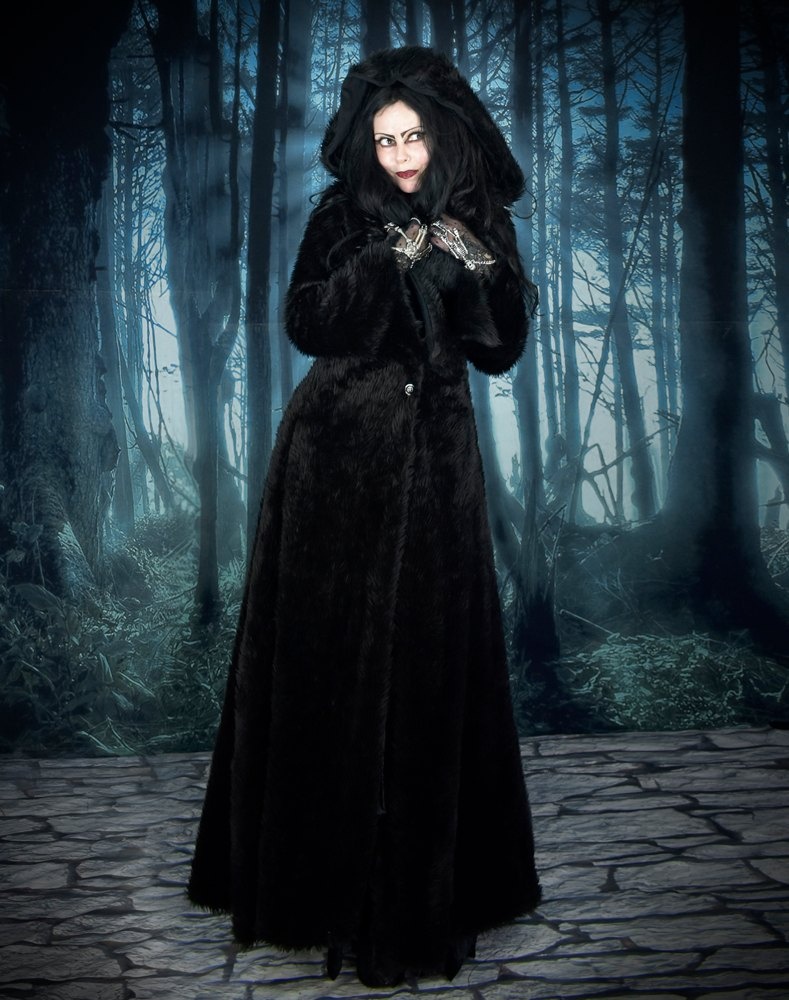Furrywydan II Coat - faux fur goth witch coat by Moonmaiden Gothic Clothing