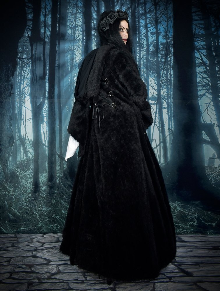 Furrywydan II Coat - faux fur goth witch coat by Moonmaiden Gothic Clothing