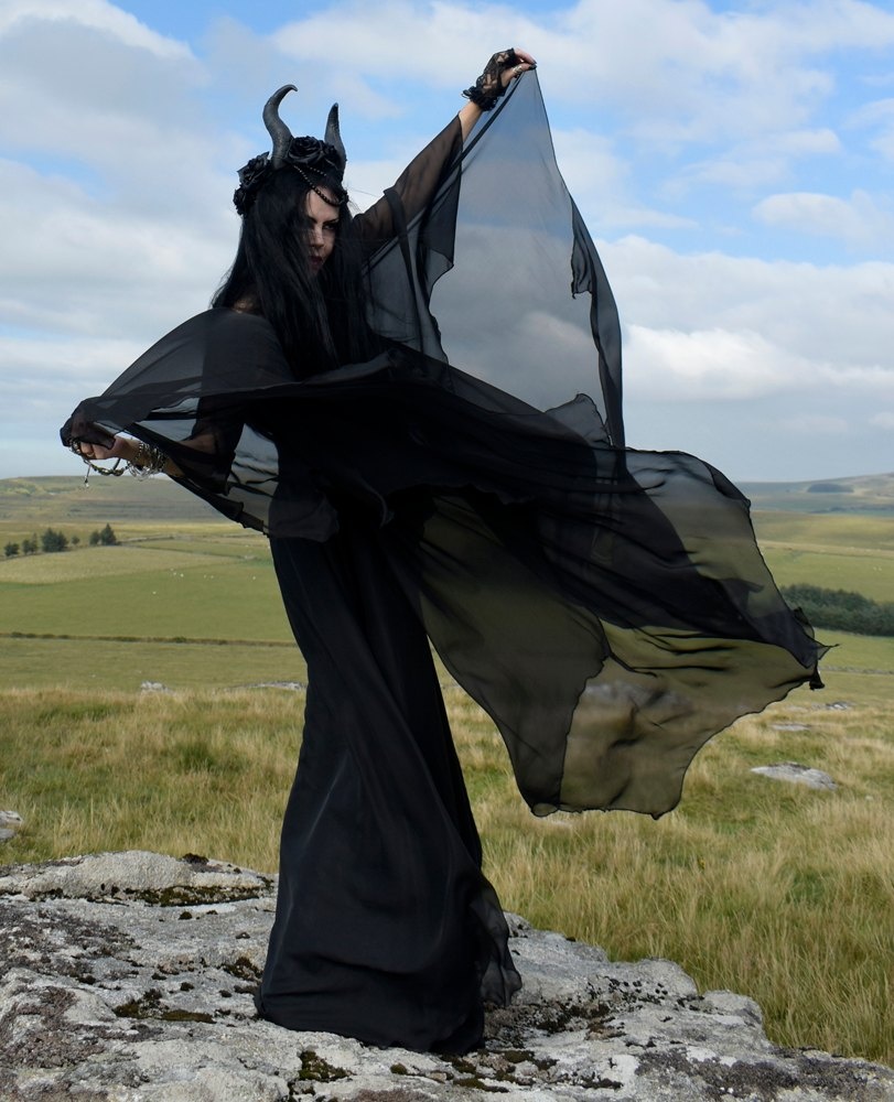 Ravenlily Gown - steampunk witch Lily Munster Gown by Moonmaiden Gothic Clothing