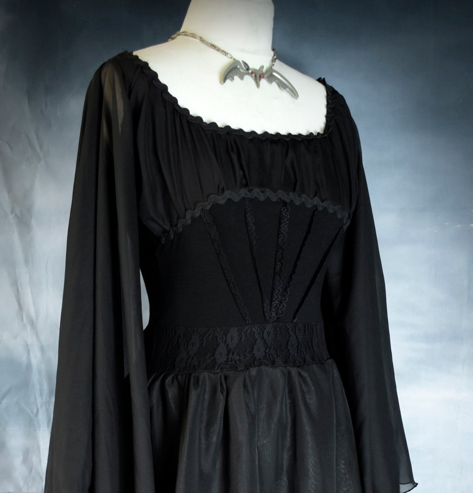 Ravenlily Gown - steampunk witch Lily Munster Gown by Moonmaiden Gothic Clothing