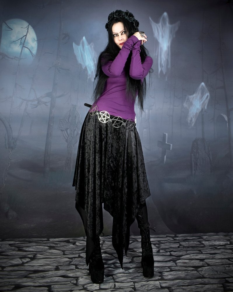Cotton Minerva Witch Top - Cotton Lycra Witchy Top with overlong sleeves by Moonmaiden Gothic Clothing