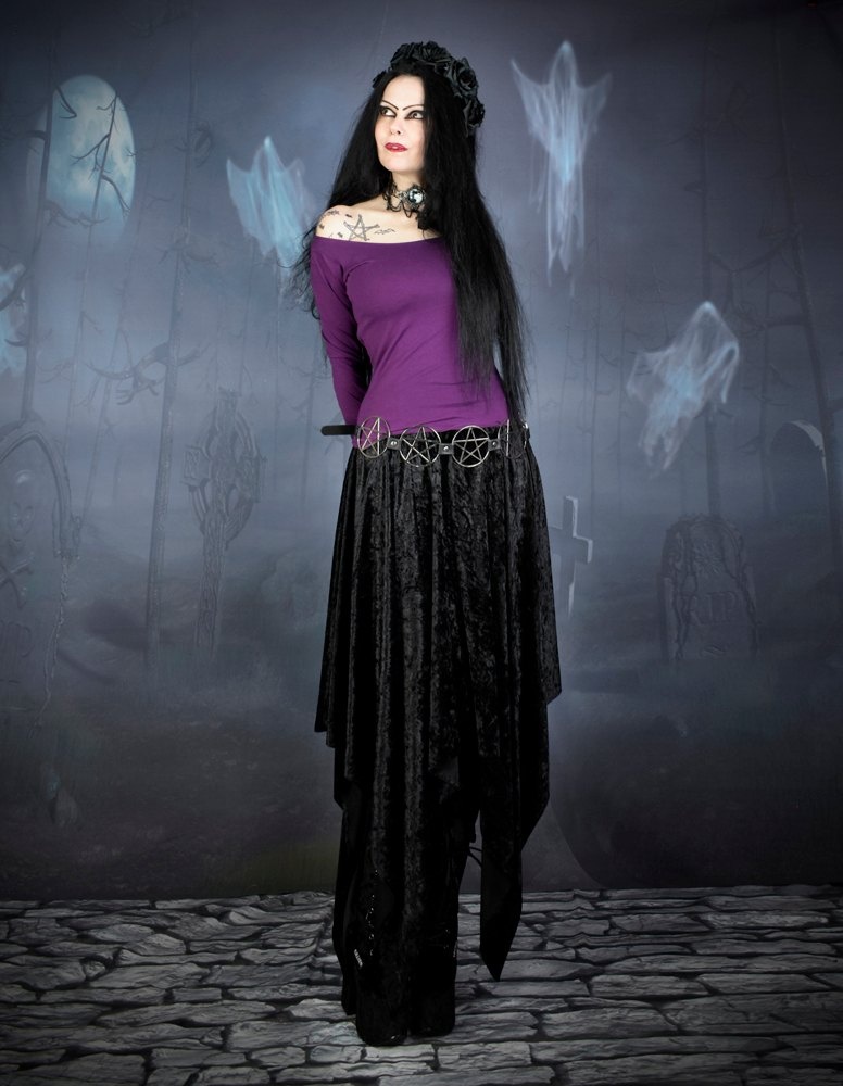 Cotton Minerva Witch Top - Cotton Lycra Witchy Top with overlong sleeves by Moonmaiden Gothic Clothing