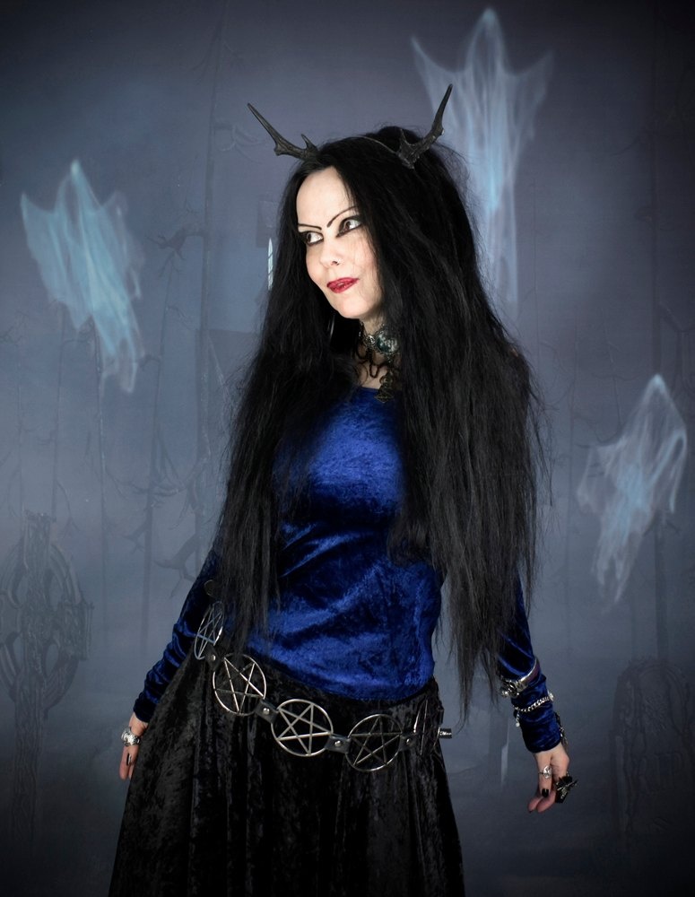 Velvet Minerva Witch Top - Crushed Velvet Witchy Top with overlong sleeves by Moonmaiden Gothic Clothing