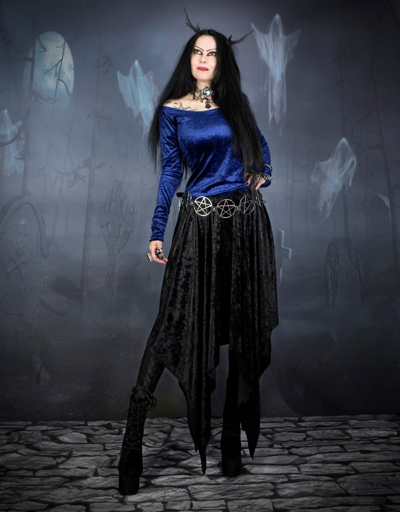 Elvenwitch Skirt - crushed velvet elven witchy skirt by Moonmaiden Gothic Clothing
