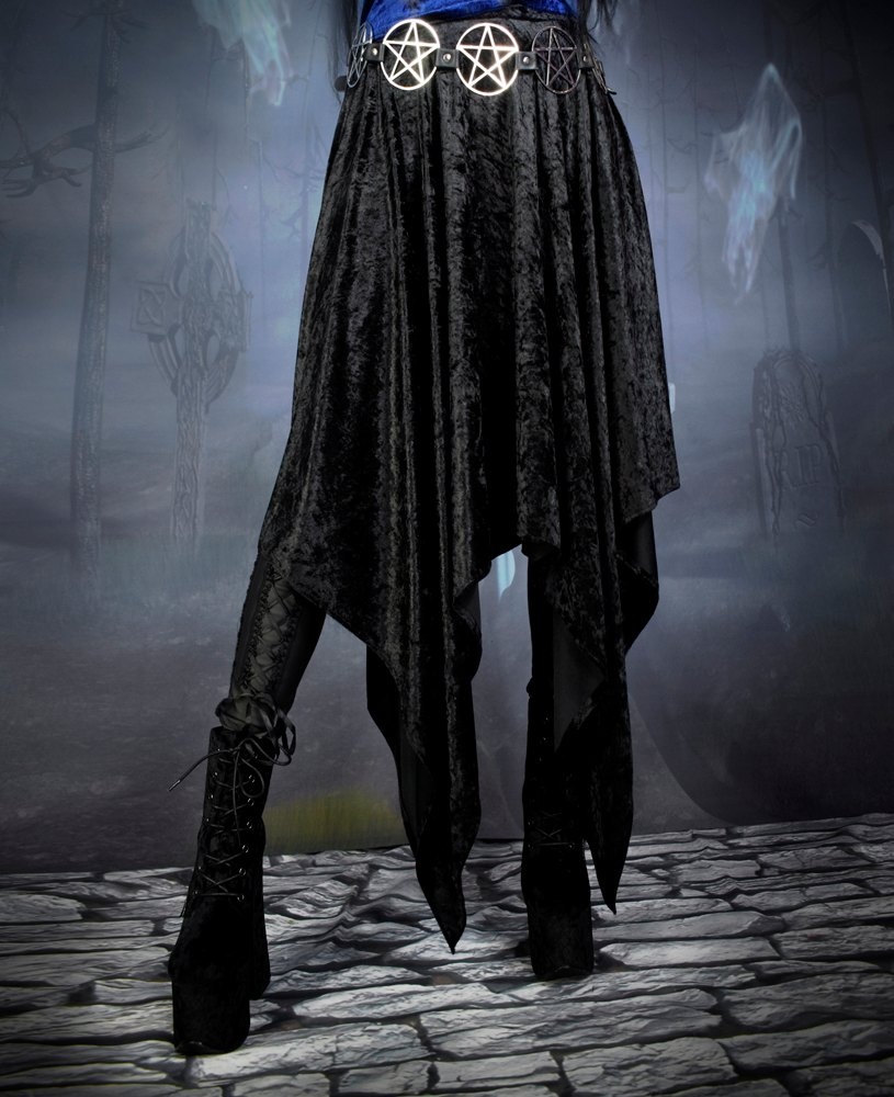 Elvenwitch Skirt - crushed velvet elven witchy skirt by Moonmaiden Gothic Clothing
