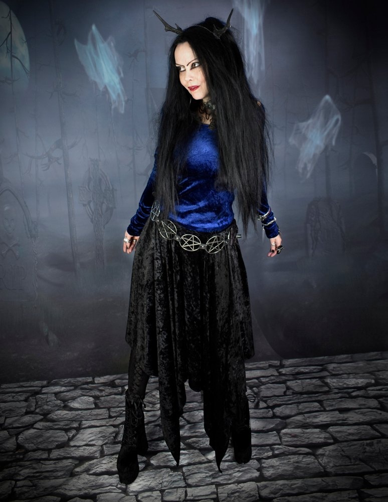 Elvenwitch Skirt - crushed velvet elven witchy skirt by Moonmaiden Gothic Clothing