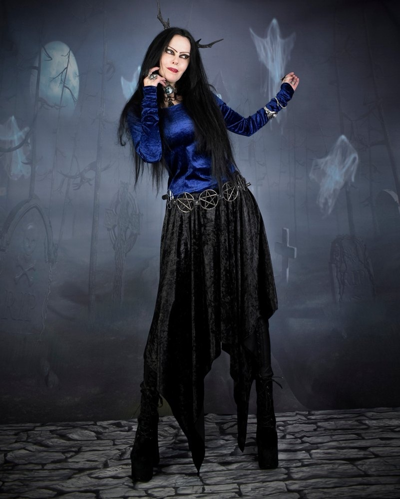 Elvenwitch Skirt - crushed velvet elven witchy skirt by Moonmaiden Gothic Clothing
