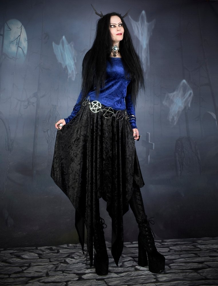 Elvenwitch Skirt - crushed velvet elven witchy skirt by Moonmaiden Gothic Clothing