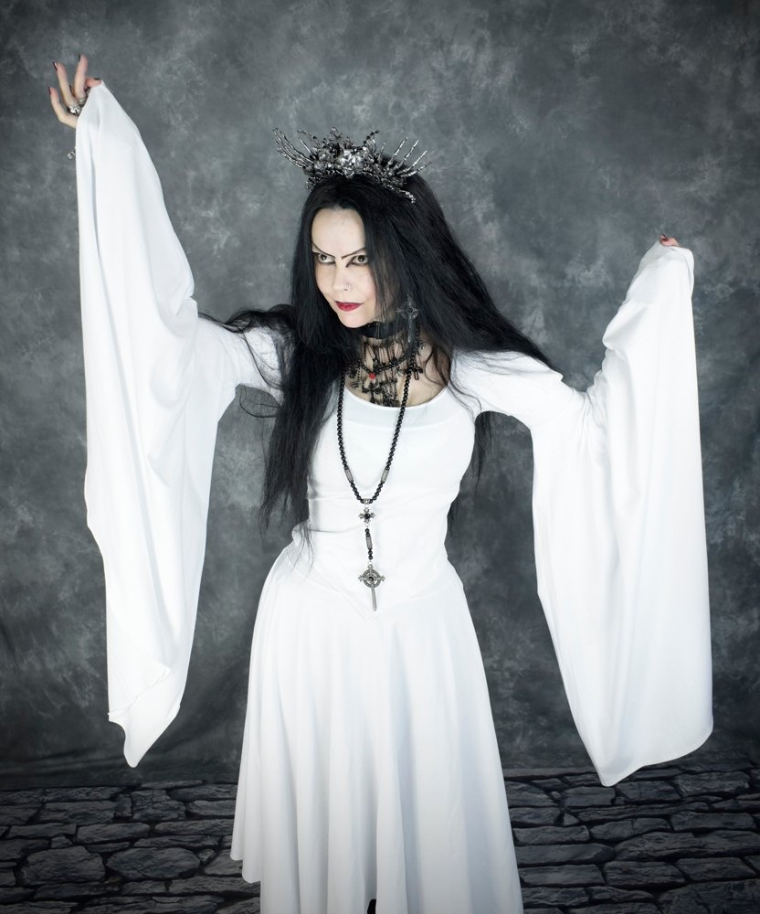 Arwen Elvenwitch Top - cotton lycra long sleeved elven witch medieval top by Moonmaiden Gothic Clothing