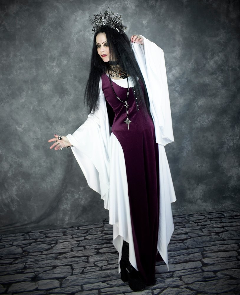 Arwen Elvenwitch Top - cotton lycra long sleeved elven witch medieval top by Moonmaiden Gothic Clothing