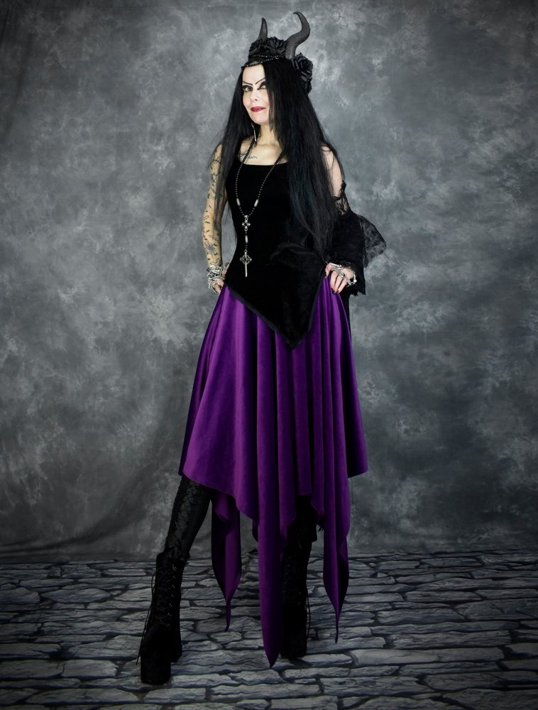Moonshadow Moonbeam Top - Steamed Velvet Strappy Assymetric Witchy Top by Moonmaiden Gothic Clothing