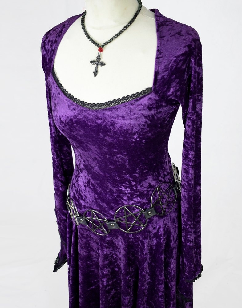 Velvet Elvenwitch Dress - Crushed Velvet long WItchy Dress by Moonmaiden Gothic Clothing
