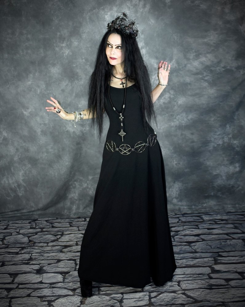 Sleeveless Minerva Dress - cotton lycra gothic witch Dress by Moonmaiden Gothic Clothing