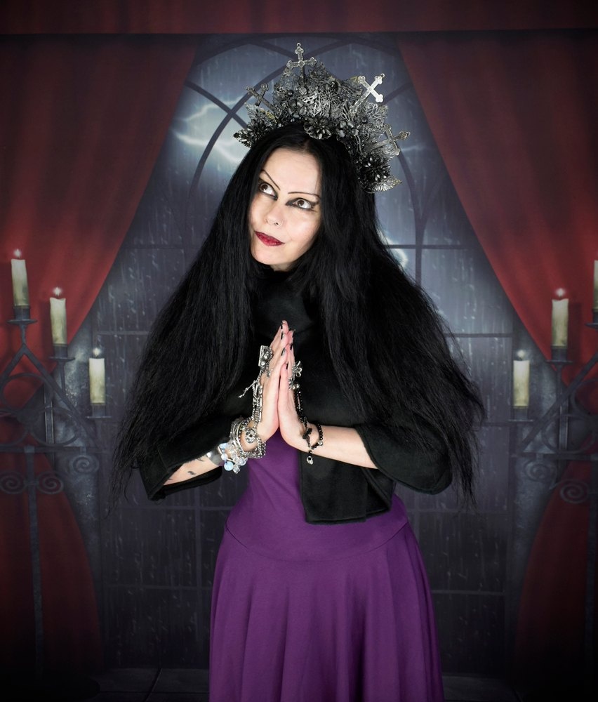 Witches Tears Capelet - fleece high cowl neck short cape by Moonmaiden Gothic Clothing