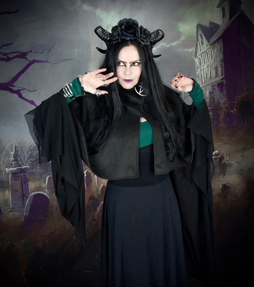 Witches Tears Capelet - fleece high cowl neck short cape by Moonmaiden Gothic Clothing