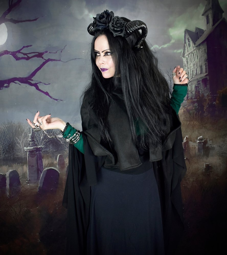 Witches Tears Capelet - fleece high cowl neck short cape by Moonmaiden Gothic Clothing