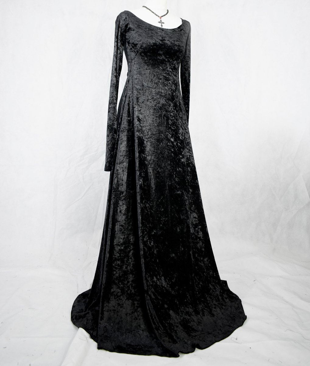 Velvet Minerva Witch Dress - crushed velvet long witchy dress by Moonmaiden Gothic Clothing