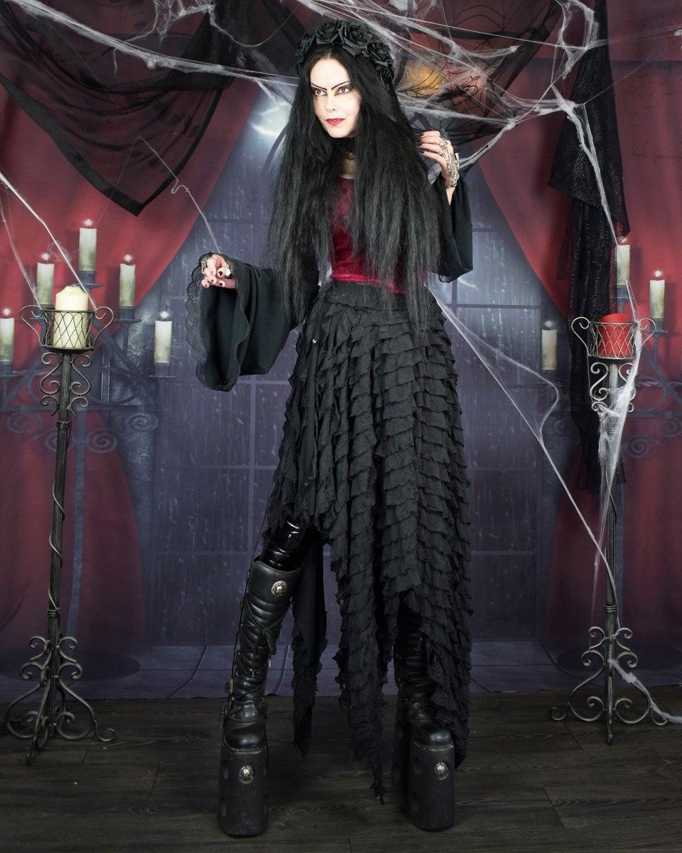 Graveheart Gloves - cotton lycra overlong witchy steampunk gloves by Moonmaiden Gothic Clothing