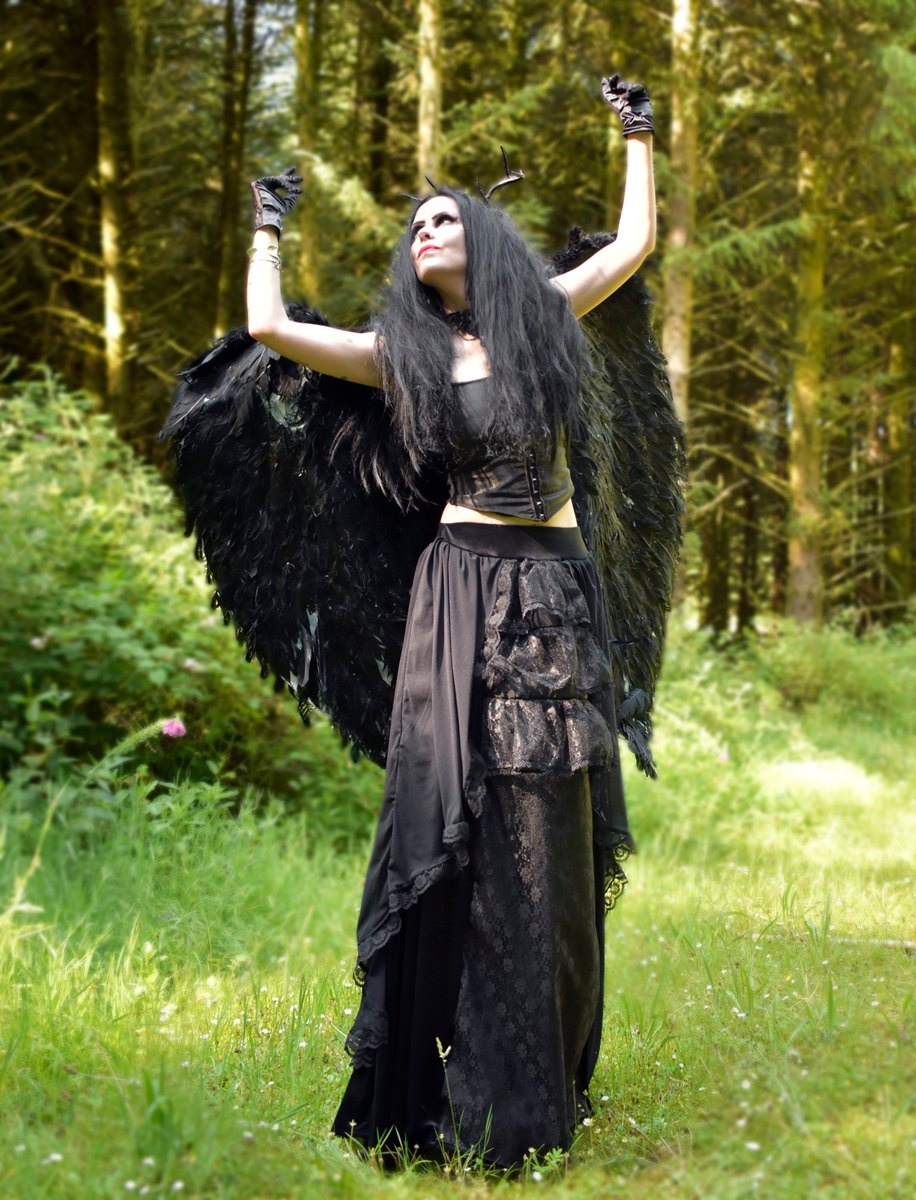 Adella Skirt 2 - long steamed velvet, taffeta, lace and mesh steampunk goth witch skirt by Moonmaiden Gothic Clothing