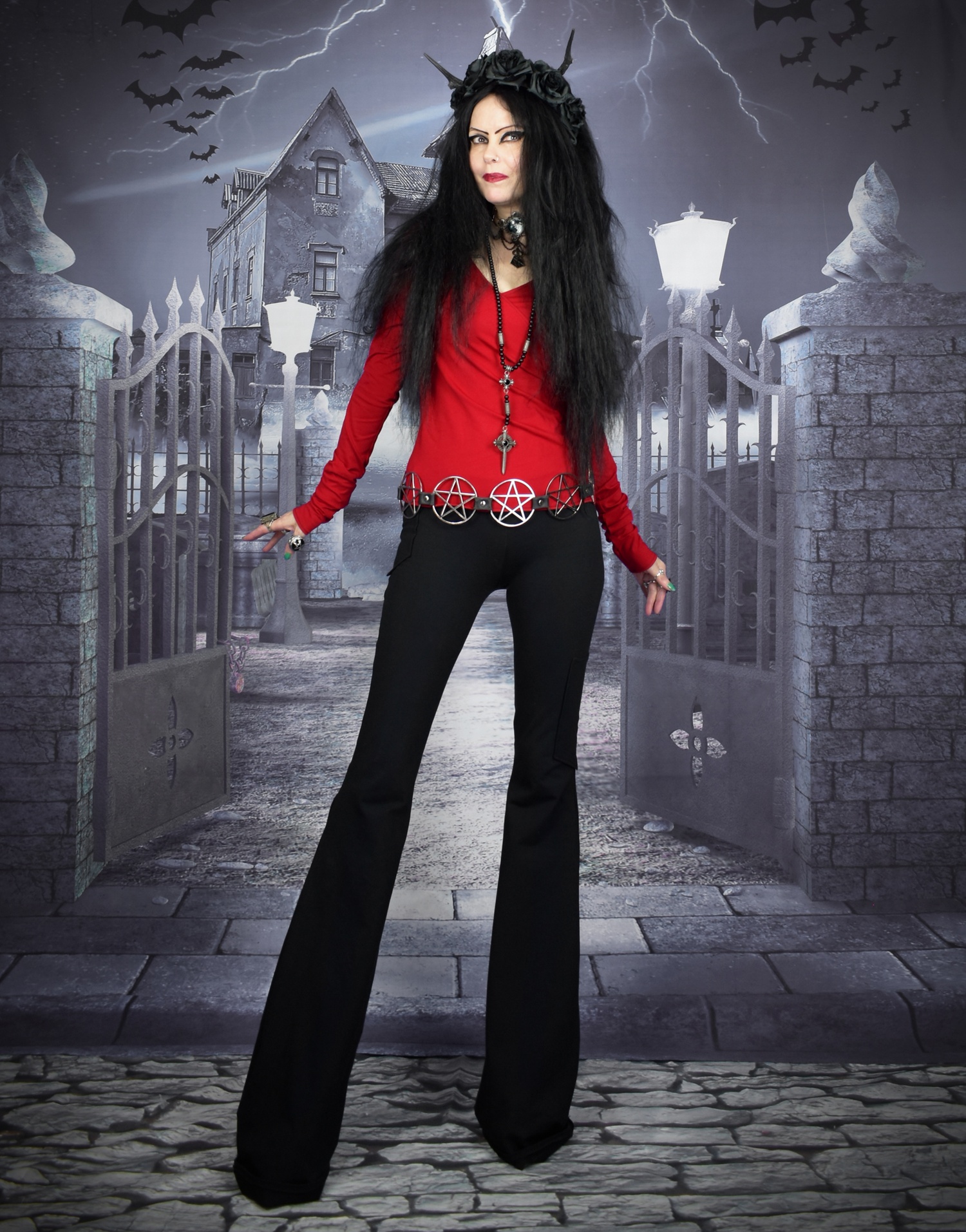 Elven Huntress Trousers - cotton lycra long goth witch trousers by Moonmaiden Gothic Clothing