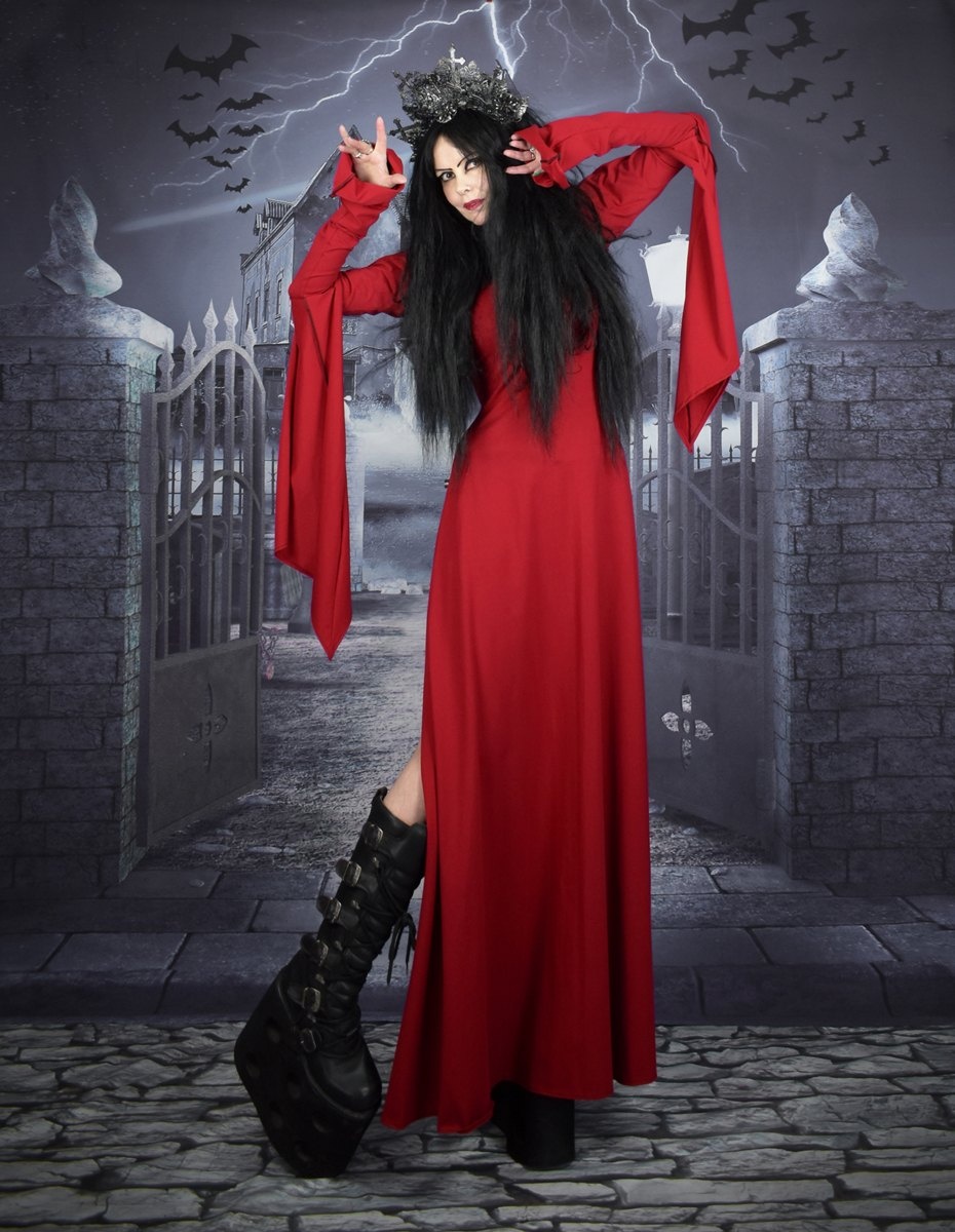 The Morrigan Witch Dress - Epic Cotton Lycra hooded dress witchiness by Moonmaiden Gothic Clothing!