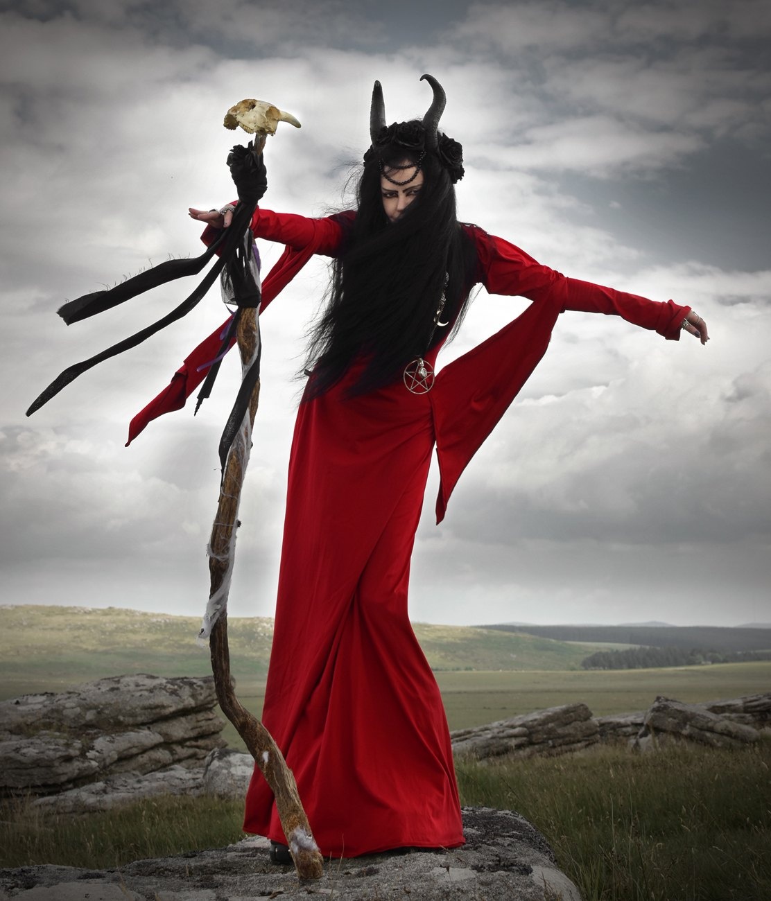 The Morrigan Witch Dress - Epic Cotton Lycra hooded dress witchiness by Moonmaiden Gothic Clothing!